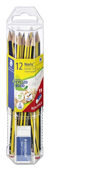 Staedtler Pencil Noris HB + gum (12)